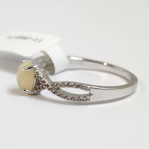 VTG NWT 925 Ethiopian Fire Opal Pave Ring Size 11 - Picture 4 of 9